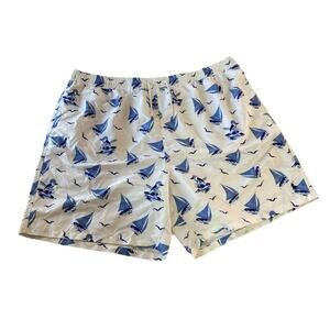 Polo Ralph Lauren Bear Swim Trunks Mens Sz 4XLT White Blue Sailing Board Short ￼